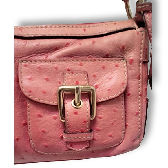 Dooney & Bourke Vintage Pink Ostrich Embossed Barrell Packet Bag - Picture 5 of 16